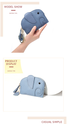 PRIMERA capa de piel de vaca bolso de monedas de mujer nuevo elefante creativo de llave cerradura bolsa de cuero bolsa de llave bolsa de monedas