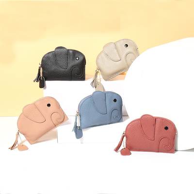 PRIMERA capa de piel de vaca bolso de monedas de mujer nuevo elefante creativo de llave cerradura bolsa de cuero bolsa de llave bolsa de monedas