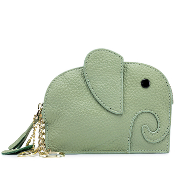PRIMERA capa de piel de vaca bolso de monedas de mujer nuevo elefante creativo de llave cerradura bolsa de cuero bolsa de llave bolsa de monedas