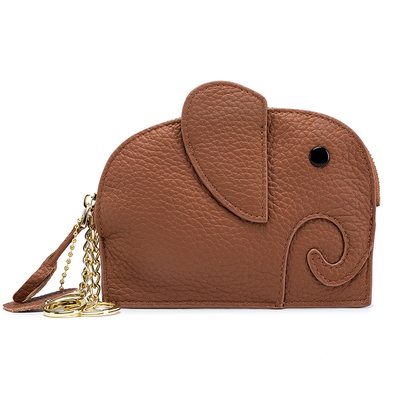 PRIMERA capa de piel de vaca bolso de monedas de mujer nuevo elefante creativo de llave cerradura bolsa de cuero bolsa de llave bolsa de monedas