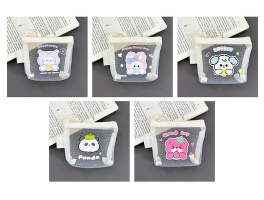 Cartoon NET MONEY BORSA CUTE CHANGE BORSA de almacenamiento transparente bolsillo de tarjeta portátil sobre rojo mini bolsa de almacenamiento