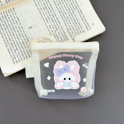 Cartoon NET MONEY BORSA CUTE CHANGE BORSA de almacenamiento transparente bolsillo de tarjeta portátil sobre rojo mini bolsa de almacenamiento