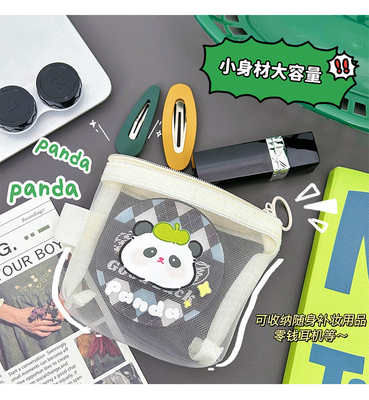 Cartoon NET MONEY BORSA CUTE CHANGE BORSA de almacenamiento transparente bolsillo de tarjeta portátil sobre rojo mini bolsa de almacenamiento