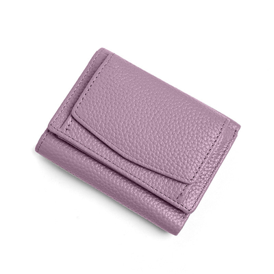 PULSO ANTIROBO de cuero de mujer cartera de tarjeta corta bolsa de tres plegados cartera pequeña RFID MINI de piel de vaca moneda cartera transfronteriza