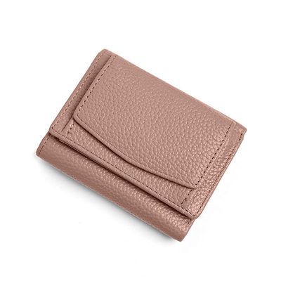 PULSO ANTIROBO de cuero de mujer cartera de tarjeta corta bolsa de tres plegados cartera pequeña RFID MINI de piel de vaca moneda cartera transfronteriza