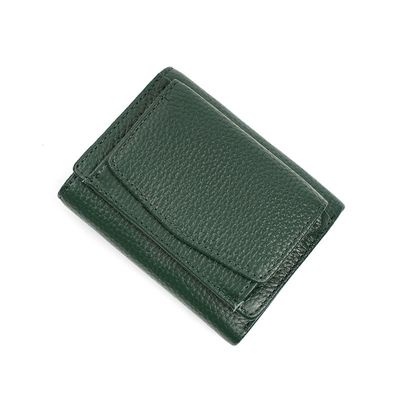 PULSO ANTIROBO de cuero de mujer cartera de tarjeta corta bolsa de tres plegados cartera pequeña RFID MINI de piel de vaca moneda cartera transfronteriza