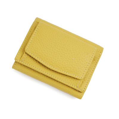 PULSO ANTIROBO de cuero de mujer cartera de tarjeta corta bolsa de tres plegados cartera pequeña RFID MINI de piel de vaca moneda cartera transfronteriza