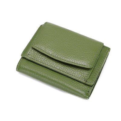 PULSO ANTIROBO de cuero de mujer cartera de tarjeta corta bolsa de tres plegados cartera pequeña RFID MINI de piel de vaca moneda cartera transfronteriza
