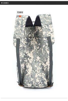CAMO DOBLE BUCKET BACKET de gran capacidad exterior CAMO mochila hombro único cuerpo cruzado mochila de viaje