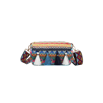 MODA Estilo nacional chino de hombro ancho correa de almohada bolso de cuerpo cruzado bolso de hombro rayado bolso de mujer