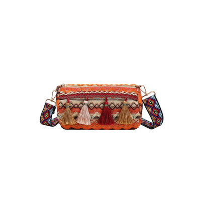 MODA Estilo nacional chino de hombro ancho correa de almohada bolso de cuerpo cruzado bolso de hombro rayado bolso de mujer
