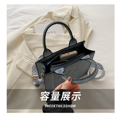 VINTAGE CHIC TEXTURED LETTER TOTE BAG BOLSA DE MUJER 2024 NUEVO BOLSA de moda de gran capacidad BOLSA de hombro con correa ancha