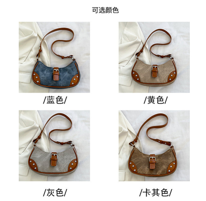 BOLSA DE BRAZOS Casual de moda francesa Mujeres 2024 NUEVA TEXTURA BOLSA de bolso de color sencillo