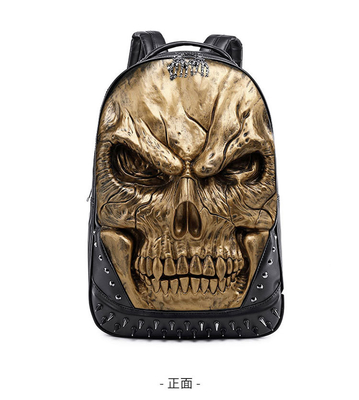 3D PU cuero de cráneo mochila - mochilas vapor punks rivet personalidad mochila de viaje colegio / escuela secundaria bolsas de libro