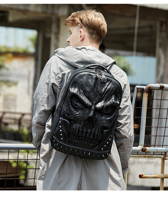 3D PU cuero de cráneo mochila - mochilas vapor punks rivet personalidad mochila de viaje colegio / escuela secundaria bolsas de libro