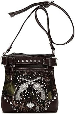 Camuflaje Rhinestone Cruz Pistola Fijación Western Crossbody Bolsos de mano Cowgirl País Bolso con taco Mujeres hombro único