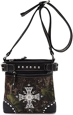 Camuflaje Rhinestone Cruz Pistola Fijación Western Crossbody Bolsos de mano Cowgirl País Bolso con taco Mujeres hombro único