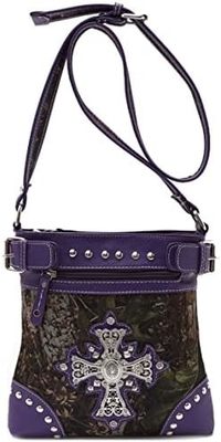 Camuflaje Rhinestone Cruz Pistola Fijación Western Crossbody Bolsos de mano Cowgirl País Bolso con taco Mujeres hombro único
