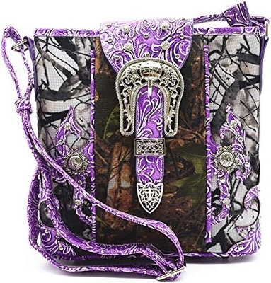 Camuflaje Rhinestone Cruz Pistola Fijación Western Crossbody Bolsos de mano Cowgirl País Bolso con taco Mujeres hombro único