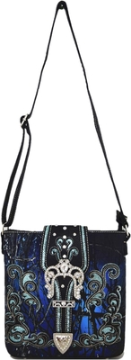 Camuflaje Rhinestone Cruz Pistola Fijación Western Crossbody Bolsos de mano Cowgirl País Bolso con taco Mujeres hombro único