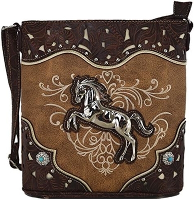 BORSA de caballo de estilo occidental con bordado floral de piedra del rincón estudios de cuerpo cruzado bolsas de mano campesinas mujeres hombro único