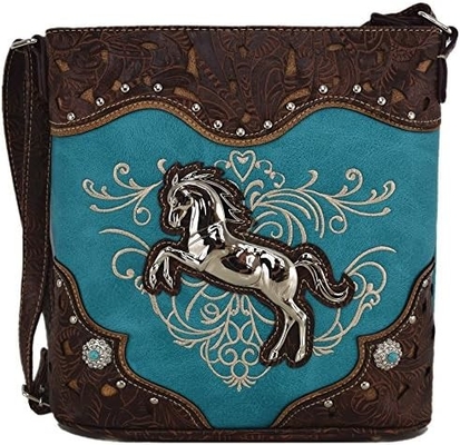 BORSA de caballo de estilo occidental con bordado floral de piedra del rincón estudios de cuerpo cruzado bolsas de mano campesinas mujeres hombro único
