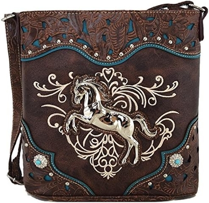 BORSA de caballo de estilo occidental con bordado floral de piedra del rincón estudios de cuerpo cruzado bolsas de mano campesinas mujeres hombro único