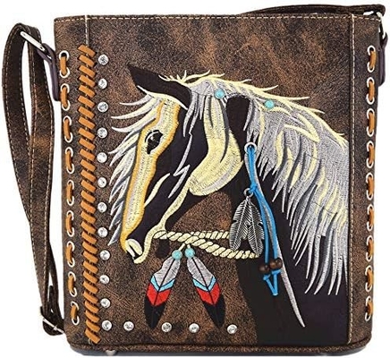 BORSA de caballo de estilo occidental con bordado floral de piedra del rincón estudios de cuerpo cruzado bolsas de mano campesinas mujeres hombro único