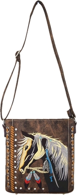 BORSA de caballo de estilo occidental con bordado floral de piedra del rincón estudios de cuerpo cruzado bolsas de mano campesinas mujeres hombro único