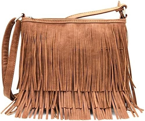 Mujeres de la moda occidental estilo de cuero Fringe de cuerpo cruzado bolsos de mano de mujeres bolso país cada día bolso de hombro