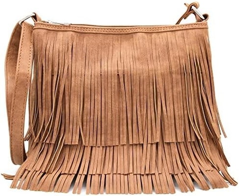 Mujeres de la moda occidental estilo de cuero Fringe de cuerpo cruzado bolsos de mano de mujeres bolso país cada día bolso de hombro