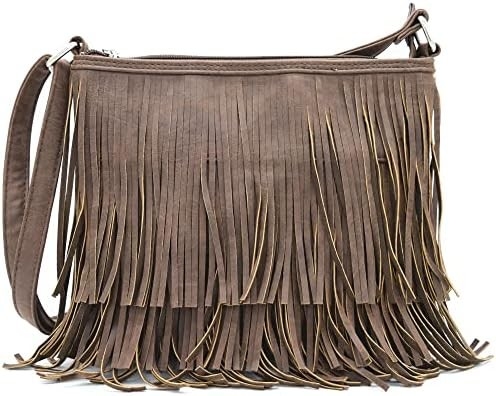 Mujeres de la moda occidental estilo de cuero Fringe de cuerpo cruzado bolsos de mano de mujeres bolso país cada día bolso de hombro
