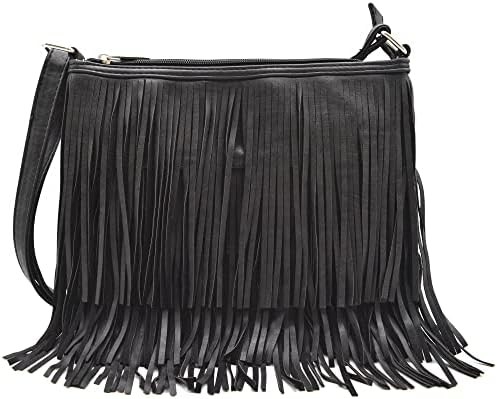 Mujeres de la moda occidental estilo de cuero Fringe de cuerpo cruzado bolsos de mano de mujeres bolso país cada día bolso de hombro