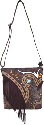 Mujeres de la moda occidental estilo de cuero Fringe de cuerpo cruzado bolsos de mano de mujeres bolso país cada día bolso de hombro