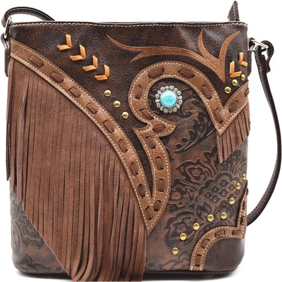 Mujeres de la moda occidental estilo de cuero Fringe de cuerpo cruzado bolsos de mano de mujeres bolso país cada día bolso de hombro