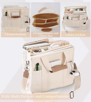 Bolso de lona con bolsillos múltiples Bolso de cuerpo cruzado de bolso para mujeres Bolso de hombro de moda Todo Bolso de bolso con Compart