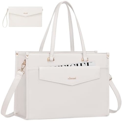 Bolso portátil LOVEVOOK para mujeres, bolso portátil de 15,6 pulgadas bolso de mano de dos en uno bolso de trabajo profesional maletín de negocios con embrague