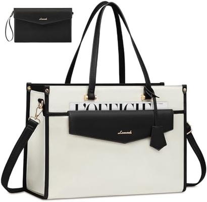 Bolso portátil LOVEVOOK para mujeres, bolso portátil de 15,6 pulgadas bolso de mano de dos en uno bolso de trabajo profesional maletín de negocios con embrague