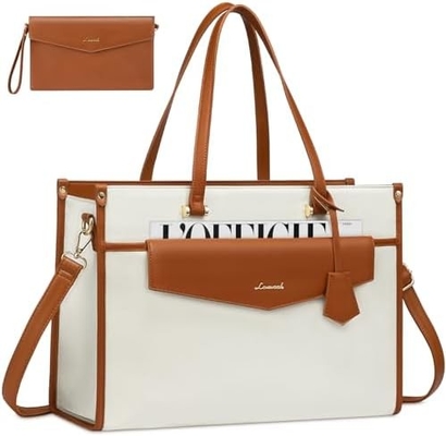 Bolso portátil LOVEVOOK para mujeres, bolso portátil de 15,6 pulgadas bolso de mano de dos en uno bolso de trabajo profesional maletín de negocios con embrague