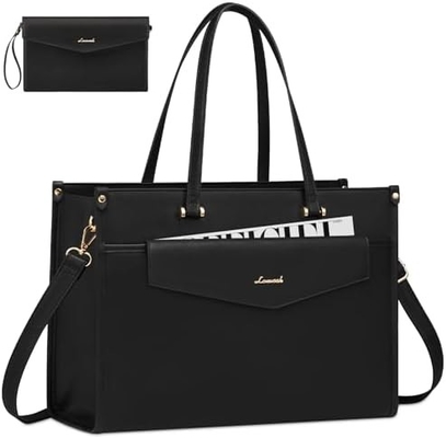 Bolso portátil LOVEVOOK para mujeres, bolso portátil de 15,6 pulgadas bolso de mano de dos en uno bolso de trabajo profesional maletín de negocios con embrague