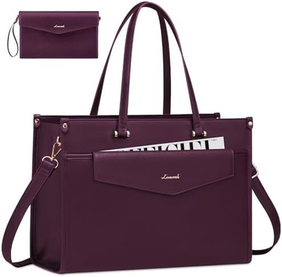 Bolso portátil LOVEVOOK para mujeres, bolso portátil de 15,6 pulgadas bolso de mano de dos en uno bolso de trabajo profesional maletín de negocios con embrague