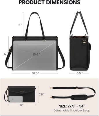 Bolso portátil LOVEVOOK para mujeres, bolso portátil de 15,6 pulgadas bolso de mano de dos en uno bolso de trabajo profesional maletín de negocios con embrague