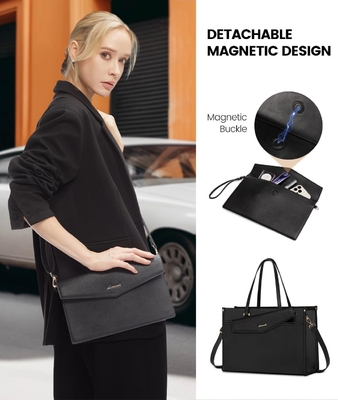 Bolso portátil LOVEVOOK para mujeres, bolso portátil de 15,6 pulgadas bolso de mano de dos en uno bolso de trabajo profesional maletín de negocios con embrague