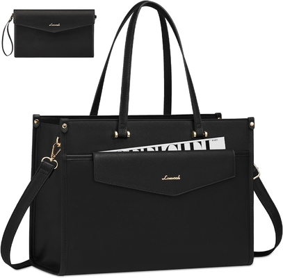 Bolso portátil LOVEVOOK para mujeres, bolso portátil de 15,6 pulgadas bolso de mano de dos en uno bolso de trabajo profesional maletín de negocios con embrague