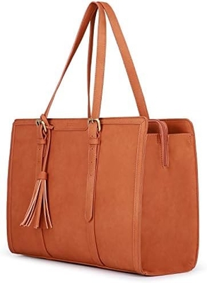 Para mujeres bolsas de trabajo de 15,6 pulgadas bolso de computadora de cuero PU para oficina de negocios con compartimientos de 3 capas