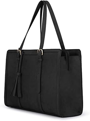 Para mujeres bolsas de trabajo de 15,6 pulgadas bolso de computadora de cuero PU para oficina de negocios con compartimientos de 3 capas
