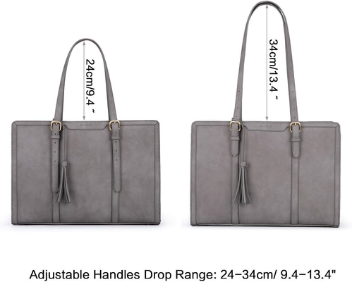 Para mujeres bolsas de trabajo de 15,6 pulgadas bolso de computadora de cuero PU para oficina de negocios con compartimientos de 3 capas