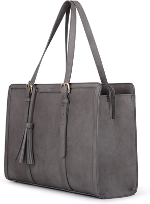 Para mujeres bolsas de trabajo de 15,6 pulgadas bolso de computadora de cuero PU para oficina de negocios con compartimientos de 3 capas