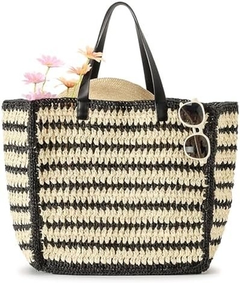 HERALD GRAN BORSA de paja hecha a mano TOTE BORSA DE MANOS PARA MUJERES, VERANO Playa de tejido Chic BORSA de hombro de tejido BORSA DE VIAJE