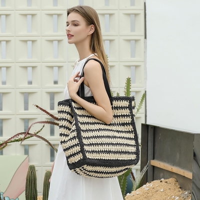 HERALD GRAN BORSA de paja hecha a mano TOTE BORSA DE MANOS PARA MUJERES, VERANO Playa de tejido Chic BORSA de hombro de tejido BORSA DE VIAJE